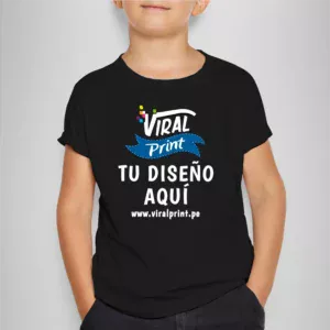 Polo negro para niños con estampado personalizado a full color
