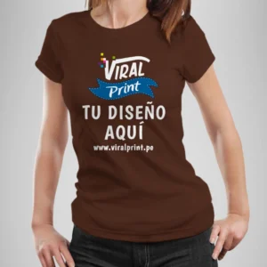 Polo o camiseta para mujer color marrón oscuro con estampado personalizado