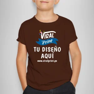 Polo o camiseta para niños color marrón con estampado personalizado a full color